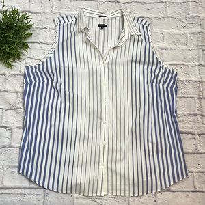 Talbots Woman Striped White & Blue Top Size 20w